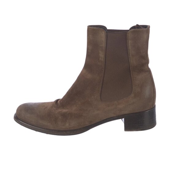 Prada Vintage 2000's Light Brown Suede Chelsea Boots Size: 10.5 - Picture 1 of 5